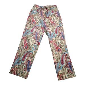 Talbots Petites Women's Size 2 Paisley Print Stretch Cotton Pants